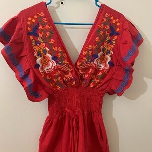 Women’s/ junior’s Red Embroidered Shorts Jumper NWT